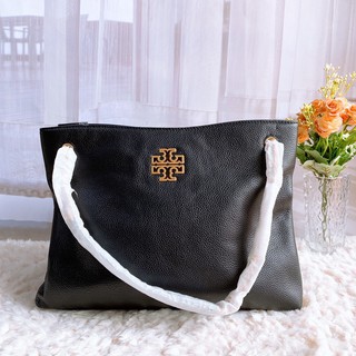 Tory Burch Womens Black Britten Triple Compartment Leather Tote ❣️ขนาด 13”