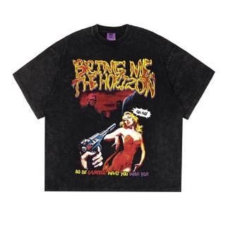 เสื้อยืดคอกลมเสื้อยืด พิมพ์ลาย Bmth BRING ME THE HORIZON OVERSIZED WASHEDS-5XL