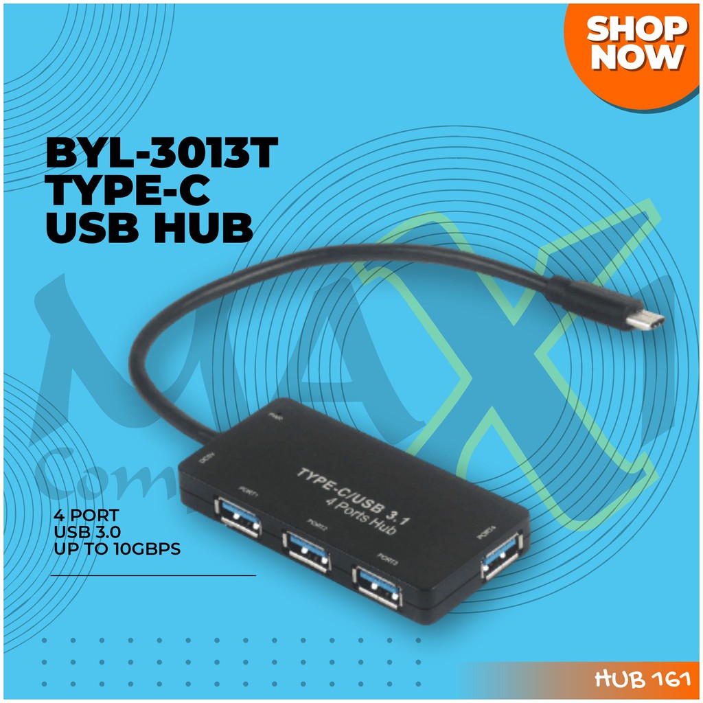 BYL-3013T Type-C / USB 3.1 4 พอร์ต HUB สูงสุด 10Gbps All Aluminium-Body USB HUB