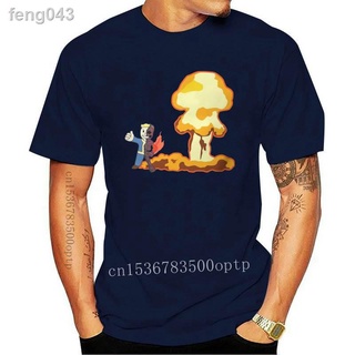 ♚❡สไตล์ Fallout เกม Vault Explosion Classic Grunge ผู้ชายคอกลมสไตล์เกาหลี 100% Pure Cotton T เสื้อแขนสั้นหลวม Basic สั้น