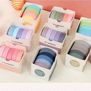 เซ็ทเทปวาชิ 1 กล่อง 5 ม้วน คละสี สีพาสเทล เทปตกแต่งขนาดเล็ก ใช้จีบลูกค้า