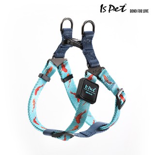 ISPET - Easy Walk Harness (HR0066) สายรัดอก สุนัขและแมว สีฟ้าเข้ม ลายปลาคราฟ