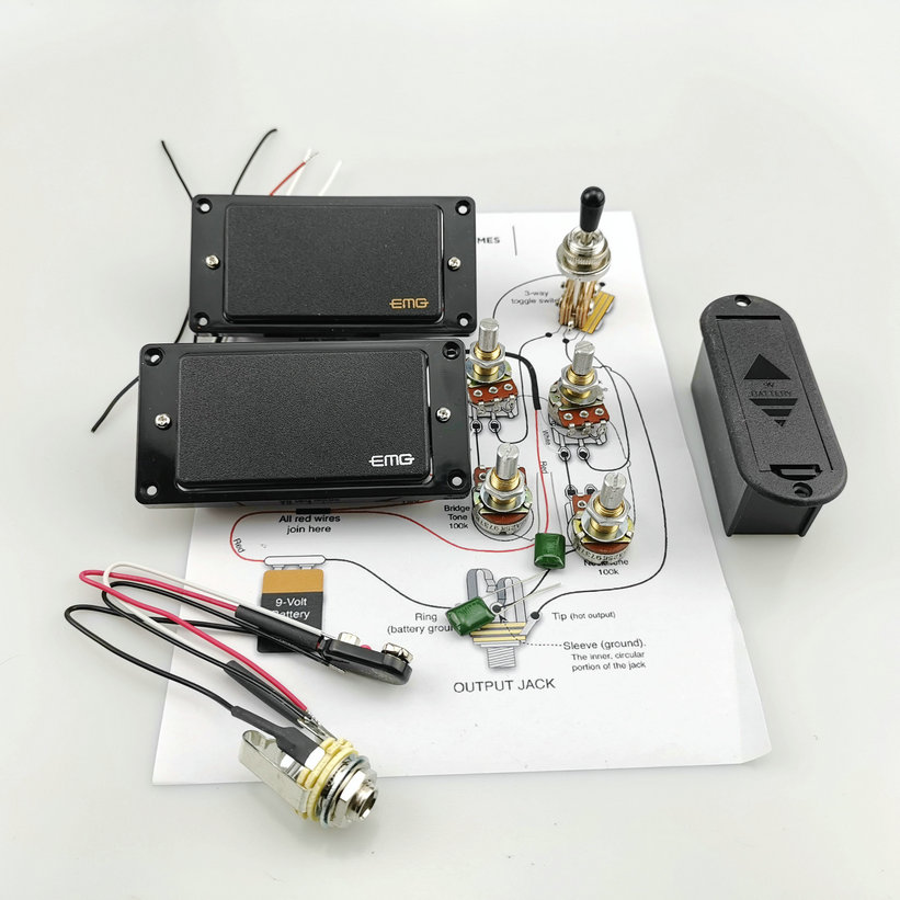 EMG 81 85 Active pickup Humbucker Active 9V แหล่งจ่ายไฟแบตเตอรี่ ปิ๊กอัพกีตาร์ไฟฟ้า