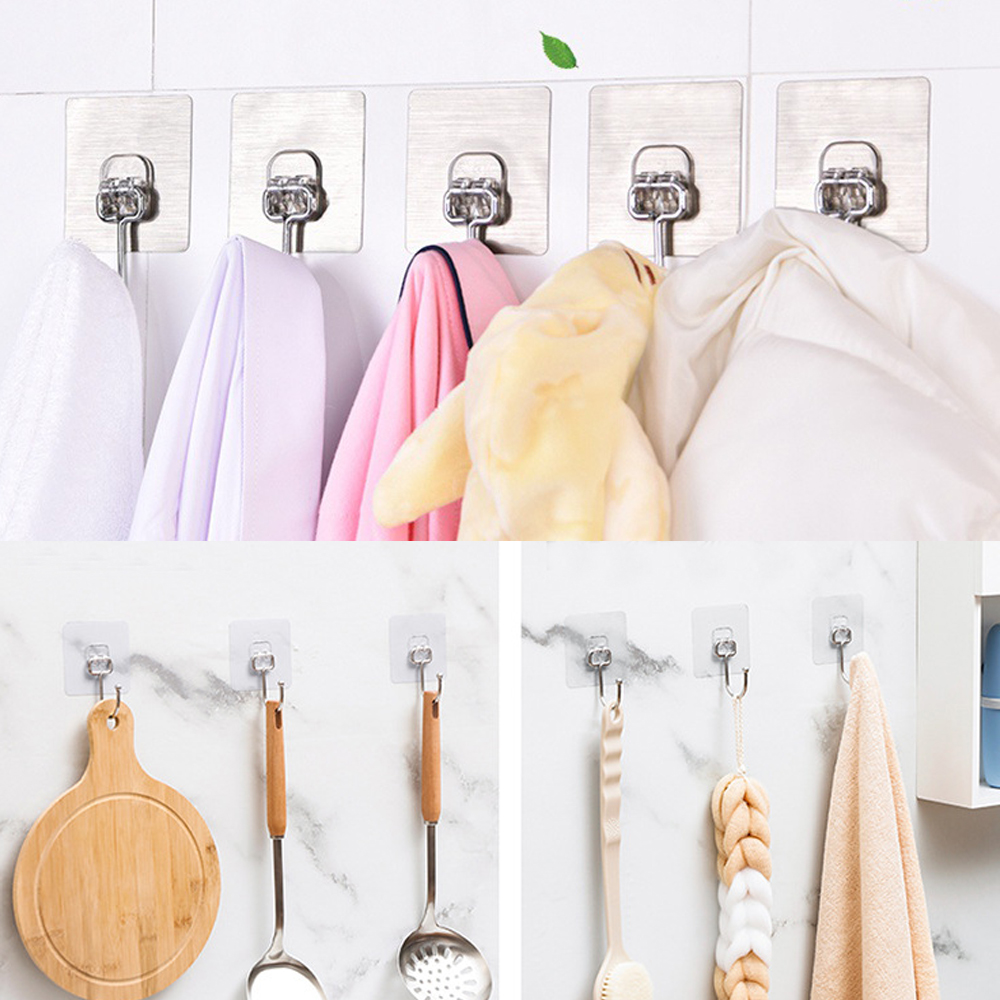SIMPLE Useful Traceless Hooks Bathroom Wall Rack Seamless Adhesive Hook ...