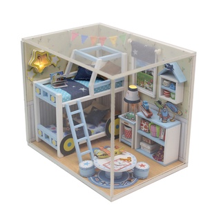 บ้านตุ๊กตาDIY บ้านการ์ตูน ของเล่นเด็กชุดบ้านการ์ตูน ของเล่นสำหรับเด็กผู้หญิง บ้านตุ๊กตาพกพา บ้านตุ๊กตาจิ๋ว บ้านตุ๊กตาไม้