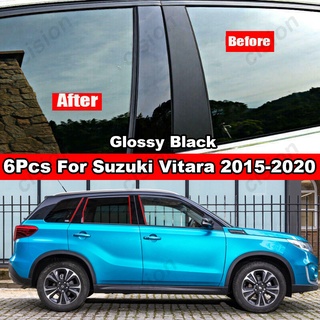 สติกเกอร์คาร์บอนไฟเบอร์ สีดํามันวาว 6 ชิ้น สําหรับ Suzuki Vitara 2015-2020