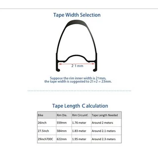 Deemount เทปรองขอบล้อจักรยาน แบบไม่ใช้ยางใน Tubeless Rim Tape ขนาดกว้าง 23/25/27/29/32/34mm.
