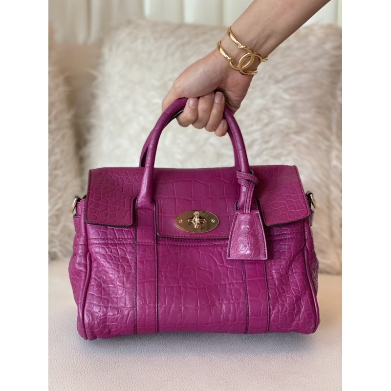 Mini Mulberry Bayswater in croc rose gold hardware used in excellent condition
