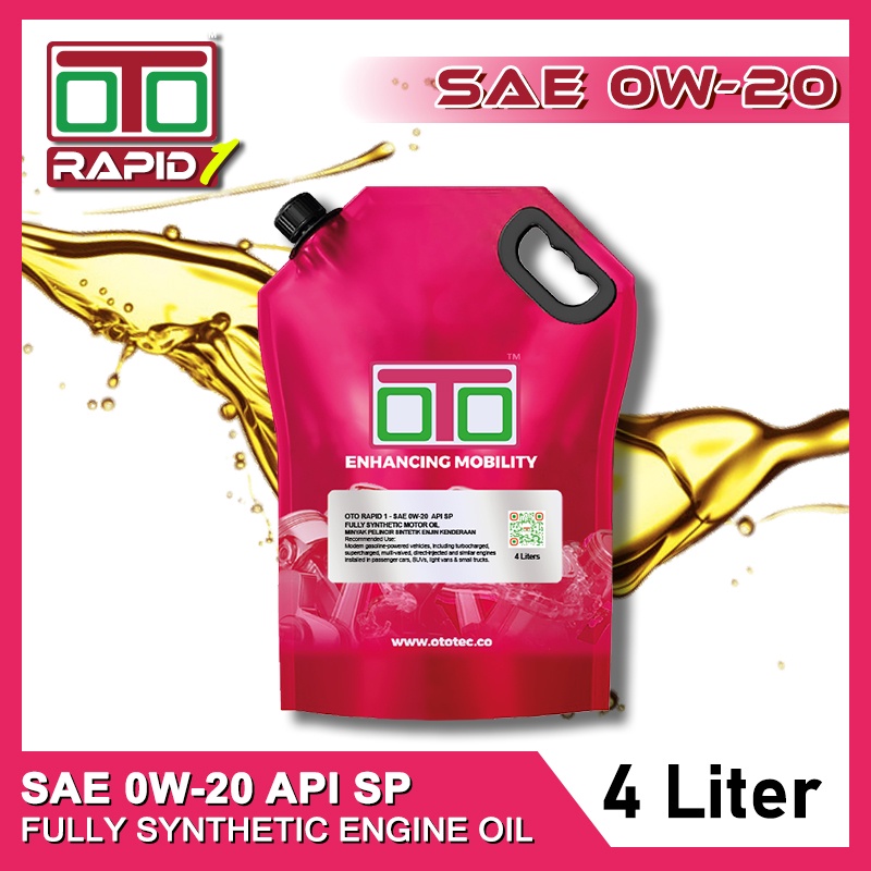 OOTO RAPID1 0W20 / 0W30 / 5W30 / 5W40 4L FULLY SYNTHETIC ENGINE OIL Miyak Hitam Enjin Kereta Honda P