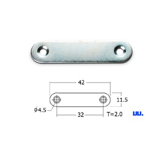 เหล็กแบน11.5x42mm. ชุบซิ้งค์ กันสนิม สีเงิน เหล็กแบนติดเฟอร์นิเจอร์ เหล็กยึด เหล็กแผ่นตรง เหล็กฉาก เหล็กต่อขาโซฟา S171FT