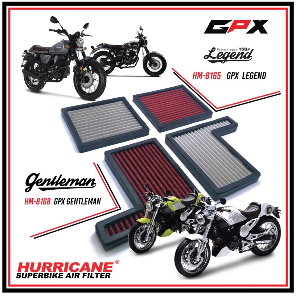 กรองอากาศ Hurricane Air Filter สำหรับ GPX รุ่น Legend , Gentleman  (ผ้า,เลส)