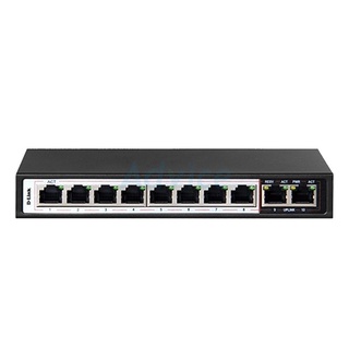 Switching Hub 8 Port D-LINK DES-F1010P-E (7,8 POE,+2 Uplink)ประกันLT อุปกรณ์ขยายสัญญาณ ขยายสัญญาณ ethernet อีเทอร์เน็ต