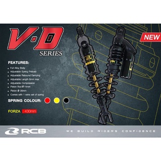 โช้ค RCB VD-Series ตัวTop Honda Forza300,350​ ตรงรุ่น ปรับ3จุด ความสูง430 mm.