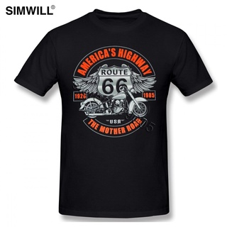 [COD]เสื้อยืดคอกลม แขนสั้น ผ้าฝ้าย 100% พิมพ์ลาย Route 66 America Highway ระบายอากาศ สไตล์คลาสสิก สําหรับผู้ชาย และผู้หญ