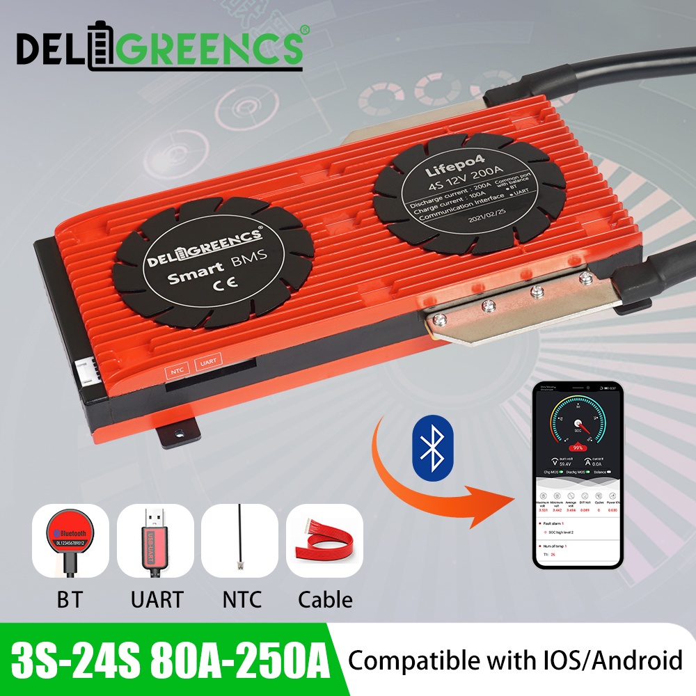 Smart BMS LiFePO4 3S 4S 6S 7S 8S 10S 12S 13S 14S 15S 16S 17S 20S 24S 3 ...