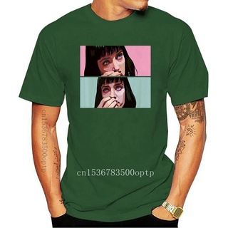 พร้อมส่ง เสื้อยืดแขนสั้น คอกลม ผ้าฝ้าย 100% พิมพ์ลายภาพยนตร์ Pulp Fiction Uma Thurman Wallace Quentin หลากสี แฟชั่นฤดูร้