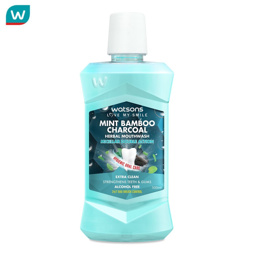 Watsons วัตสัน มิ้นท์ แบมบู ชาร์โคล เฮอร์บัล เม้าท์วอช 500มล.