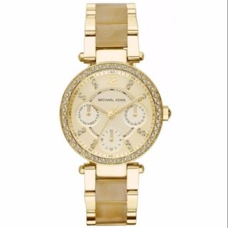 Michael Kors MK5842 Champagne Dial Gold-tone and Horn Accetate