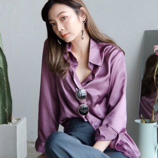 Luxury Satin Shirt | Soft Purple