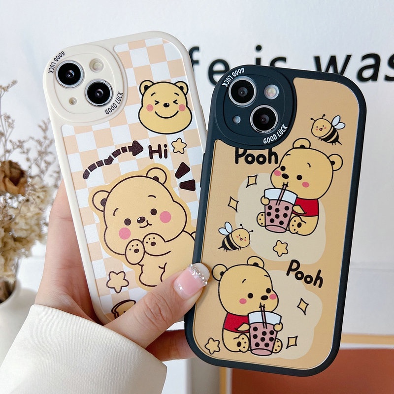 for OPPO A77 A76 A96 A93 A16k A55 A74 A16 A15s A53 A52 A92 A12 A7 A5s A5 A9 2020 A31 A3s F9 F11 A83 Reno 5 7 5G PoohBack Cover with Camera Lens Soft TPU Case STG09