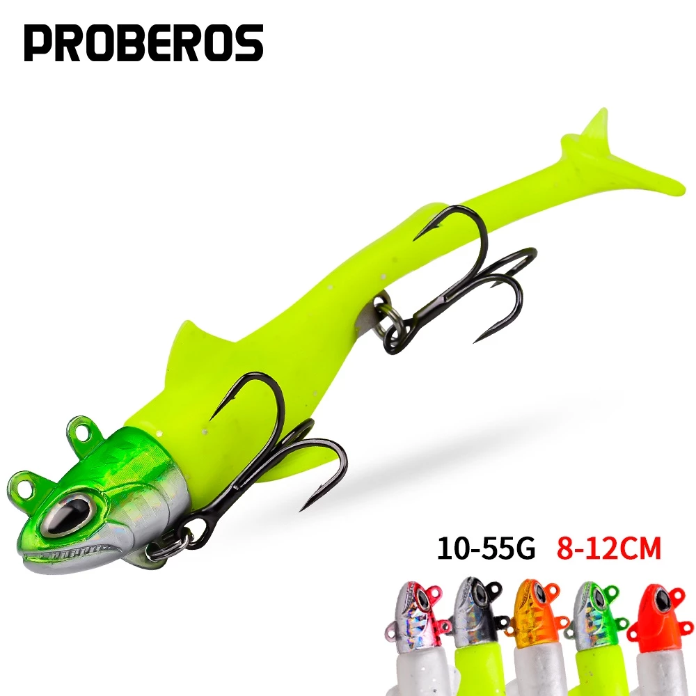 Proberos เหยื่อตกปลาซิลิโคน แบบนิ่ม 13.5 กรัม - 56 กรัม พร้อมตะขอยาง 1 ชิ้น