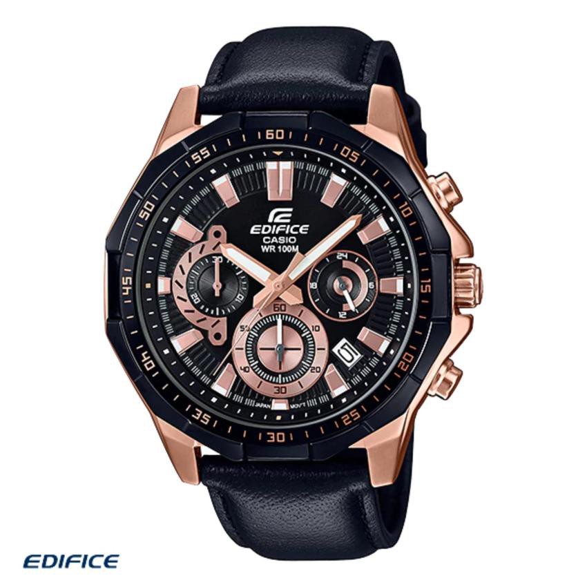 Casio Edifice นาฬิกาข้อมือผู้ชาย สีดำ สายหนัง รุ่น EFR-554BGL EFR-554BGL-1A