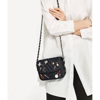 zara denim crossbody bag แท้