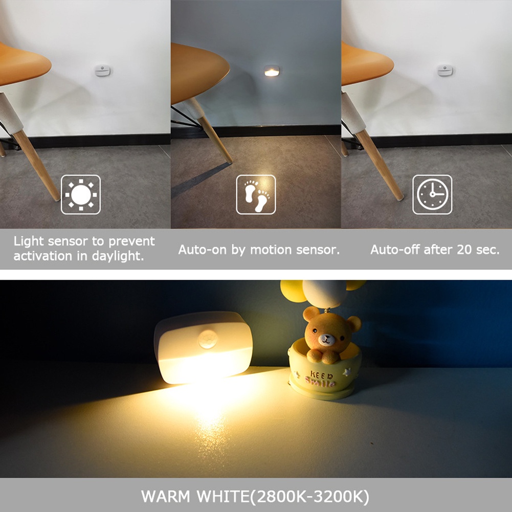 NG Motion Sensor โคมไฟกลางคืนแบบไร้สายตู้ข้างเตียง LED ไฟกลางคืนห้องบันไดตู้เสื้อผ้า Nightlights ขนาดเล็ก Lamp