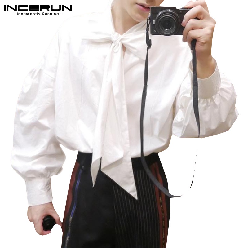 Incerun เสื้อเชิ้ตแขนยาว ลําลอง ทรงหลวม สีพื้น แฟชั่นสําหรับผู้ชาย
