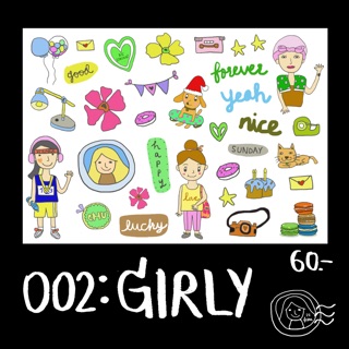 Sticker พร้อมไดคัท ขนาด A6 - 002: girly