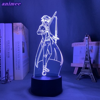 โคมไฟกลางคืน Led รูปการ์ตูนอนิเมะ Sword Art Online Kirito 3d หลากสีสัน สําหรับตกแต่งห้องนอน