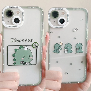 เคสโทรศัพท์มือถือนิ่ม ป้องกันเลนส์ ลายไดโนเสาร์น่ารัก สีเขียว สําหรับ VIVO V23E V23 V21E V21 4G 5G V20 V15 S1 Z1 X50 X60 Pro V9 Youth Y53S Y51 Y51A Y31 2021 Y33S Y21S Y21 Y52 Y72 5G