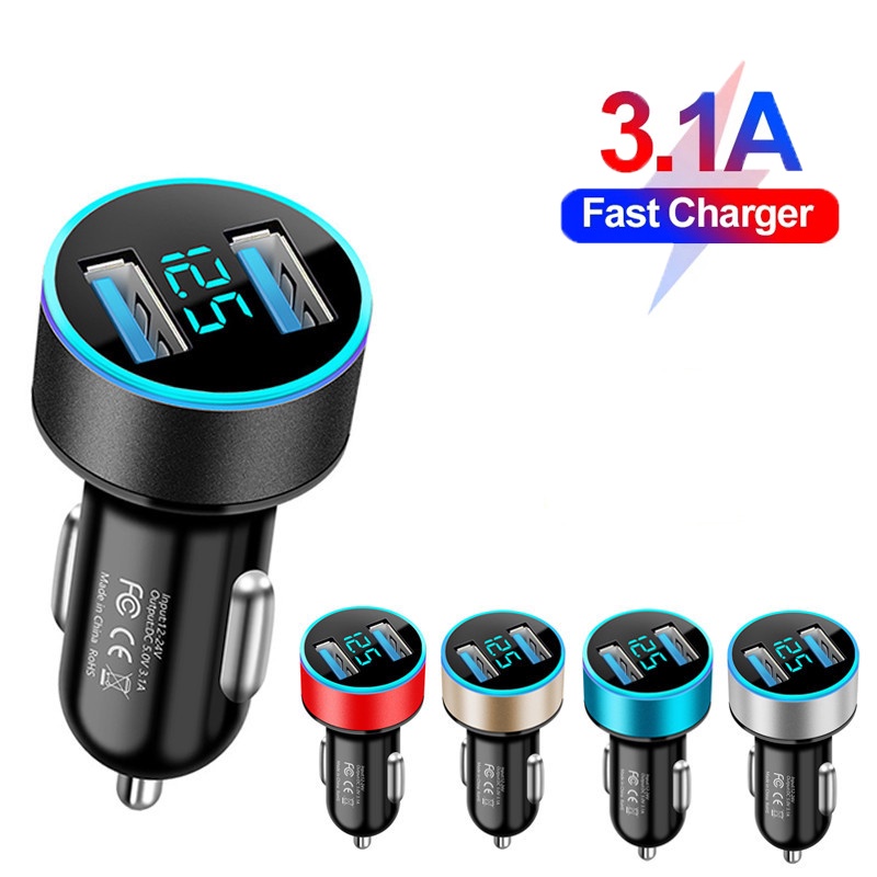 3.1A USB Car Charger Fast Charging Dual USB Car Phone Charger Adapter สําหรับ iP 13 12 ใน Car Charge