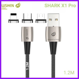 WASKEN รุ่นSHARK X1 Pro 3.0A สายชาร์จแม่เหล็กหัวแบนเกรดพรีเมี่ยม