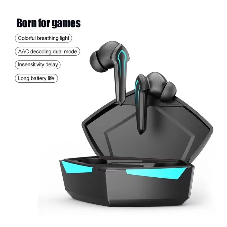 GamePods P30 Gaming หูฟังไร้สาย,Latency ต่ำ TWS หูฟังเกม,บลูทูธ5.0,เบสที่ยอดเยี่ยม,มีไมโครโฟนในตัว,Sparkle การหายใจไฟหูฟ