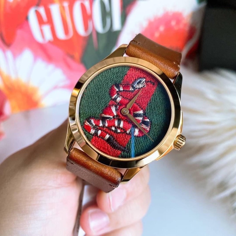 🦋สินค้าพร้อมส่ง🦋เทๆๆ ถูกมากกกคะ❌❌  New🍥GUCCI Le Marche Des Merveilles Green and Red Dial Watch สวย เ