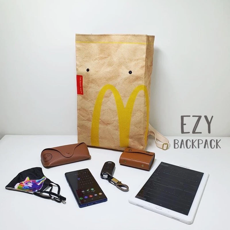 กระเป๋าเป้สะพายหลัง IKEA STARBUCK MCdonald ทรงถุงกระดาษพับ โพลีเอสเตอร์ thumbnail 8