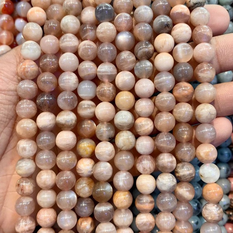 ซันสโตน Sunstone หินแห่งความเจริญก้าวหน้า การงานดี ทรงกลม เส้นยาว เกรด A