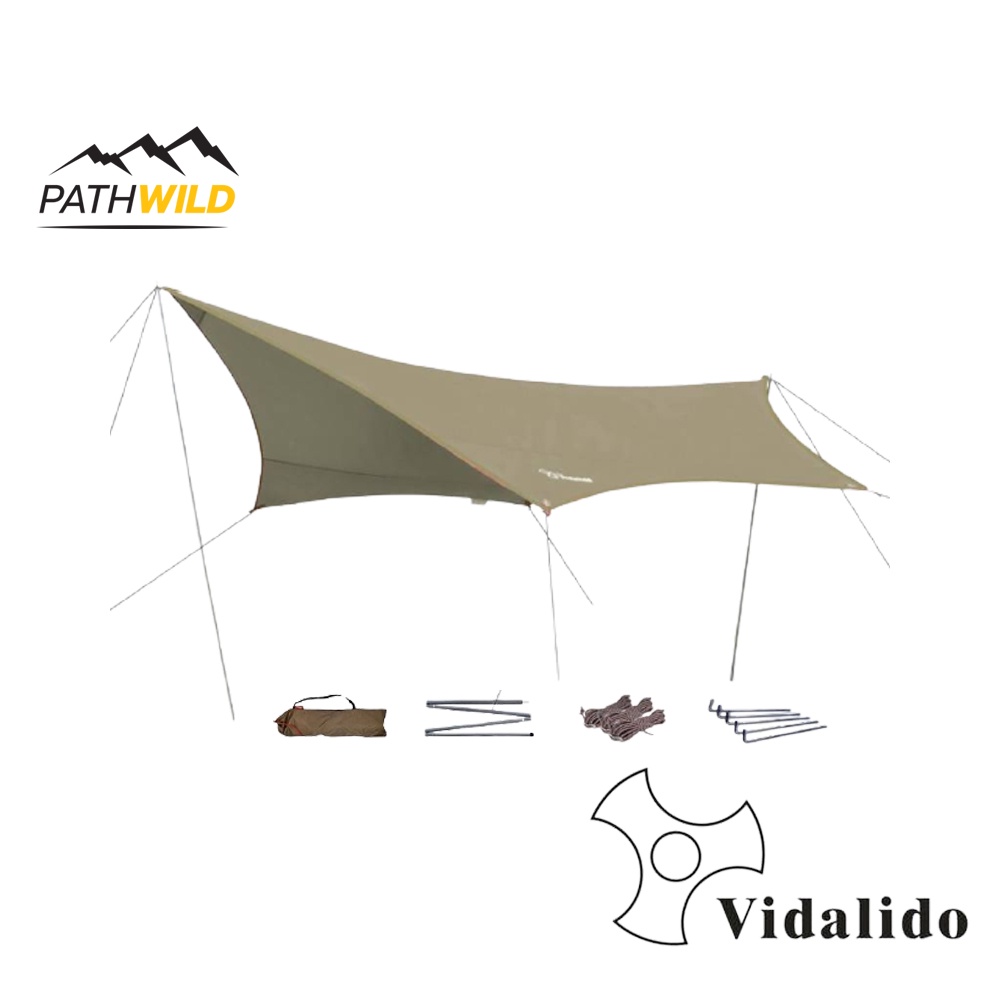 ฟลายชีท,ทาร์ป VIDALIDO HEXTA TARP / FLYSHEET 3.6x4.2m พร้อมเสา 2 ต้น และอุปกรณ์ครบชุด