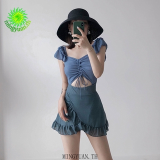 ( Mingyuan ) New fairy fan covered belly slim and conservative student short-sleeved swimwear