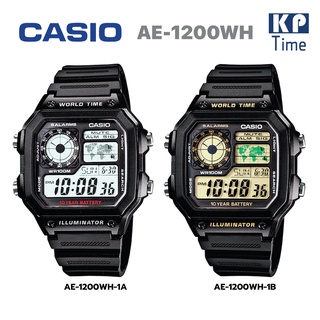 Casio แบตเตอรี่ 10 ปี นาฬิกาข้อมือผู้ชาย สายเรซิน รุ่น AE-1200WH ของแท้ประกันศูนย์ CMG