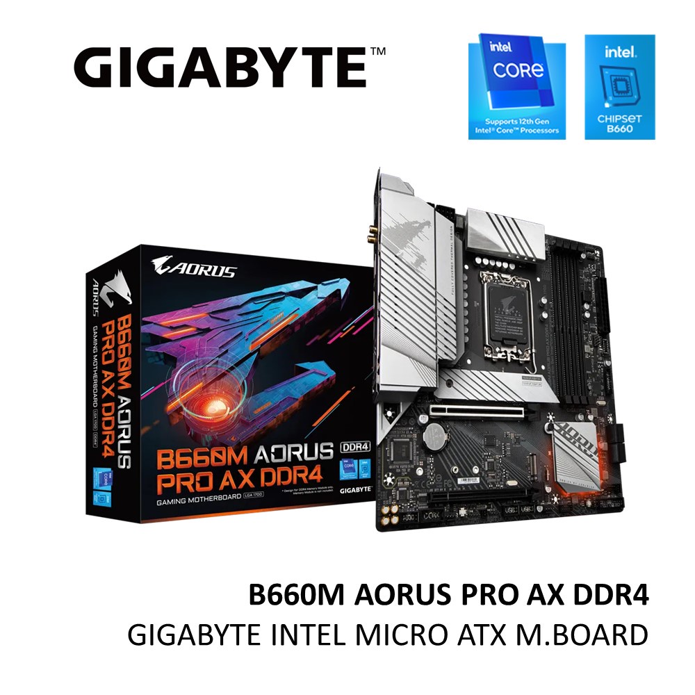 เมนบอร์ด GIGABYTE B660M AORUS PRO AX DDR4 INTEL LGA 1700