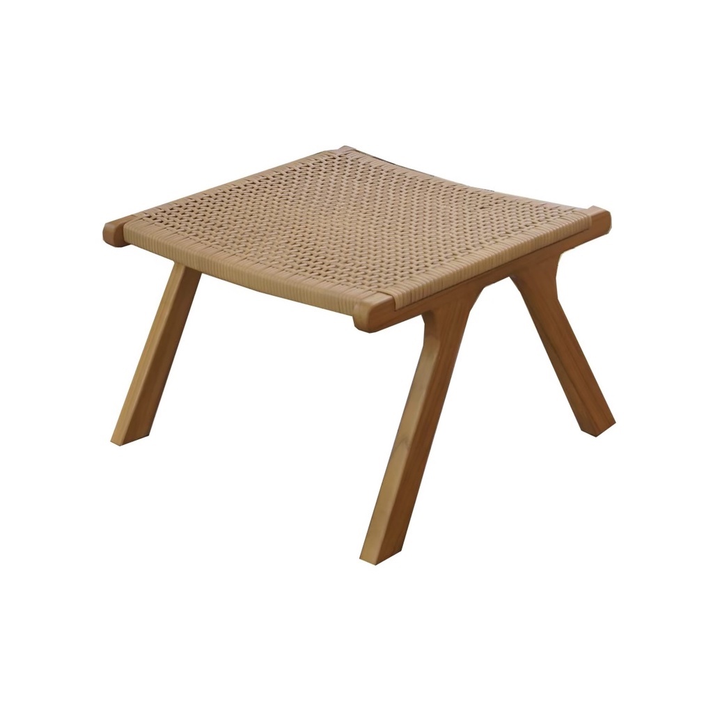 Modern outdoor เก้าอี้วางขาไม้สัก รีแล็กซ์ สีธรรมชาติ Ottoman Relax Chair - Natural