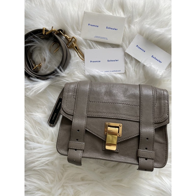 Used Proenza Schouler PS1 Mini in Smoke brown lambskin leather