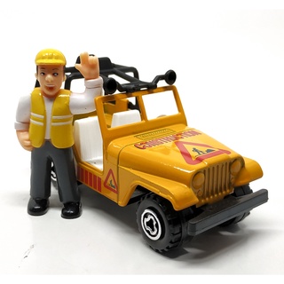 Majorette 7300 Series - Jeep Willy - Construction + Figure - Yellow Color /scale 1/46 (3.5 inches) no Package