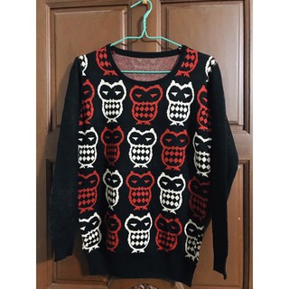 ✅✅✅พร้อมส่ง✅✅✅Lot 5 36)เสื้อกันหนาวไหมพรมแขนยาวลายนกฮูก