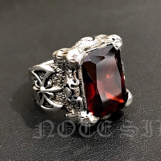 แหวนเงินแท้ เล็บมังกรฝังพลอยสีกาเนต Sterling Silver 925 NSRG2515