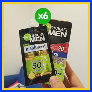 ( 6 ซอง) garnier men  turbobright spotless serum การ์นิเย่ เมน เทอร์โบ ไบรท์ SPF50+