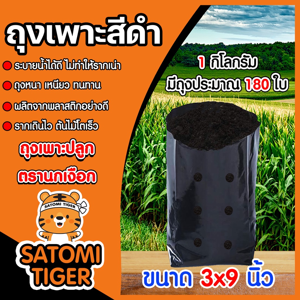 ถุงเพาะกล้า ขนาด 3x9 ตรานกเงือก หนัก 1 กิโลกรัม  ถุงดำปลูกเพาะชำต้นไม้