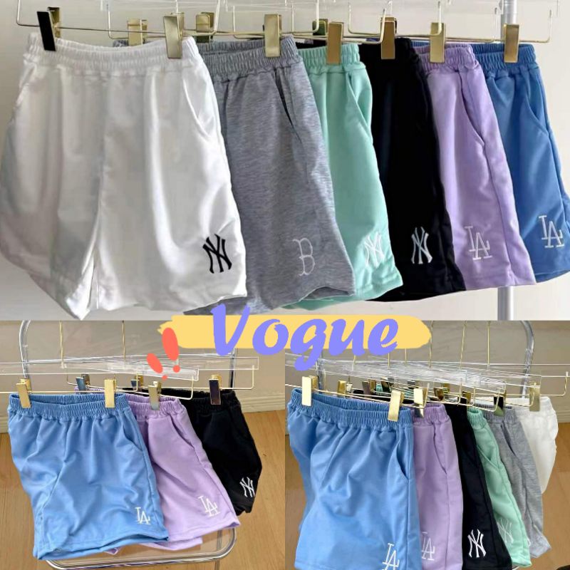 Vogue​ ​พร้อมส่ง กางเกงขาสั้น สีพาสเทล​เอวสม๊อค ปักตัวอักษรใส่สบายมาก (KU-DK-6)